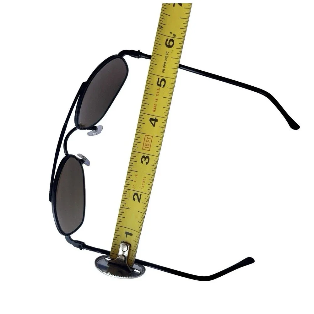 Geoffrey Beene Aviator Sunglasses Black Metal Frame Gray Lenses Unisex